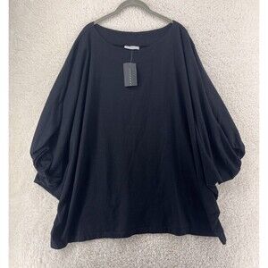 Bryan Walker Women’s 2X Wilder Dolman Elbow Sleeve Tunic Top Black Lagenlook